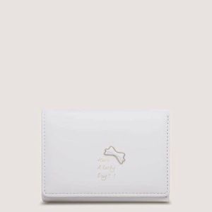 Bow Graphic White Small Wallet Trifold Wallet